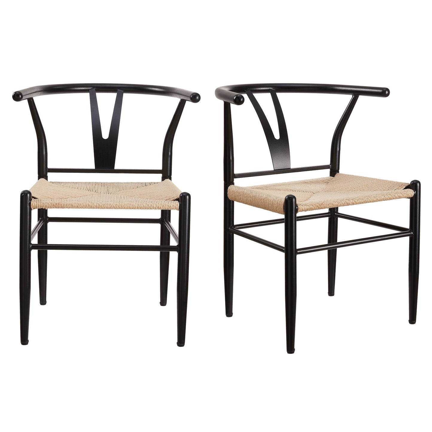 MAVA Chair 2 Pack, Metal Base with Black Finish