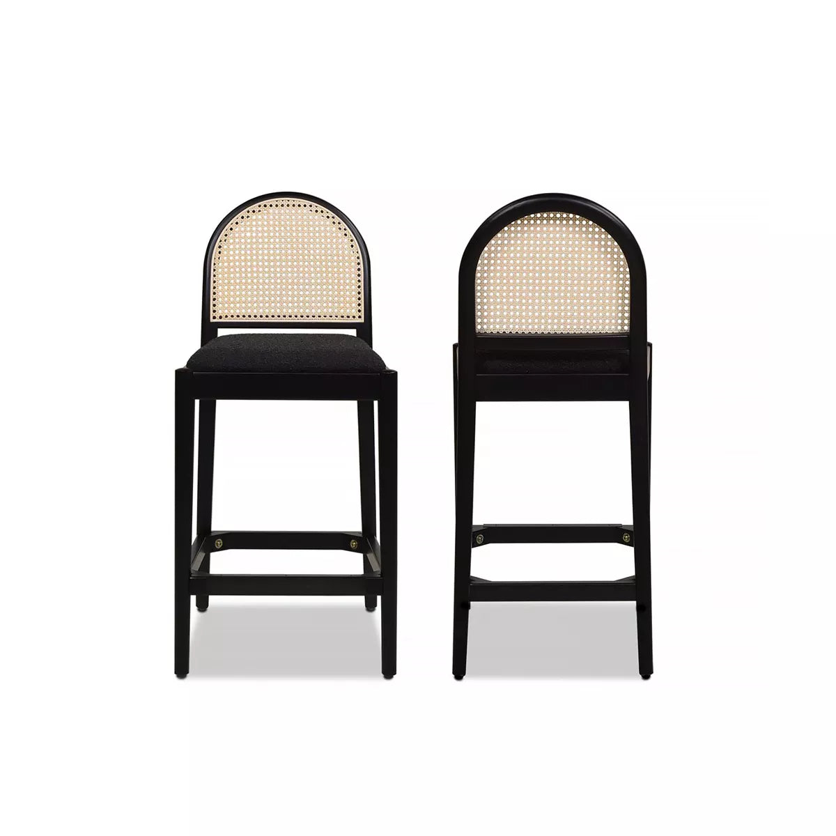 MAVA Home Panama Curved Back Cane Rattan Set of 2 Counter Bar Stools