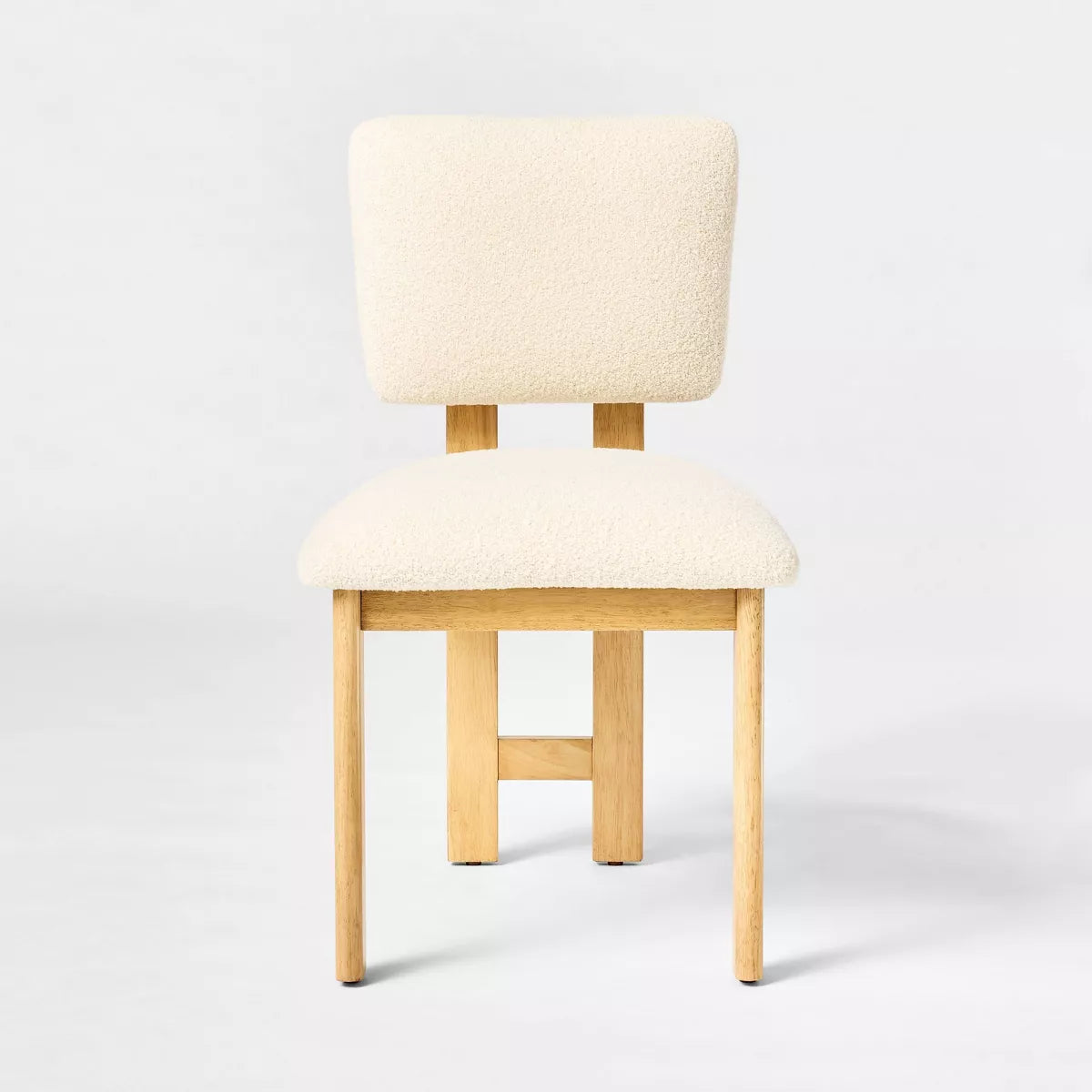 MAVA 2Pk Modern Upholstered Wood Dining Chair Cream - Threshold™ Designed with Studio Mcgee: Lacquered Rubberwood, Polyester Upholstery