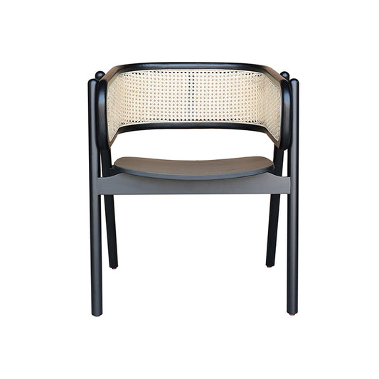 MAVA Modern Handmade Rattan Cane Dining ArmChair, Black