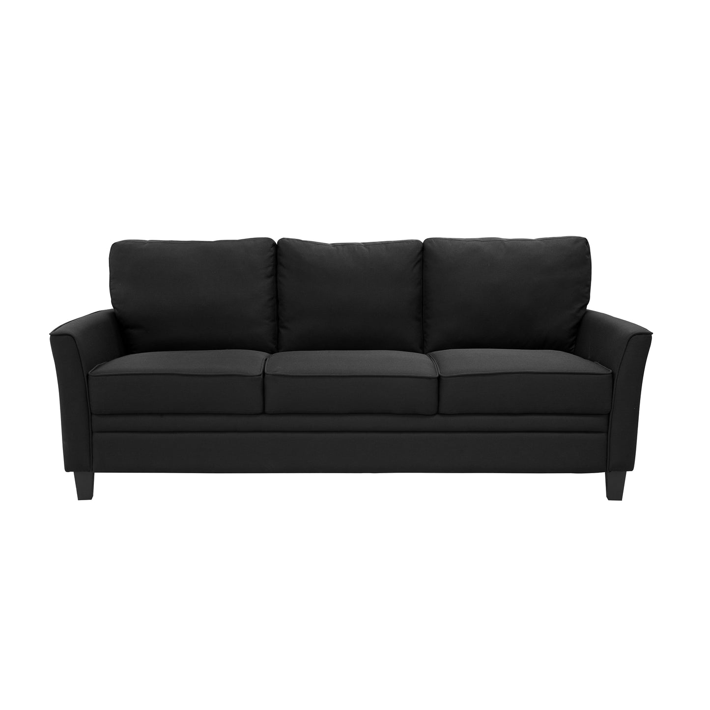 MAVA 3 Seat Classic Modern Sofa, Black