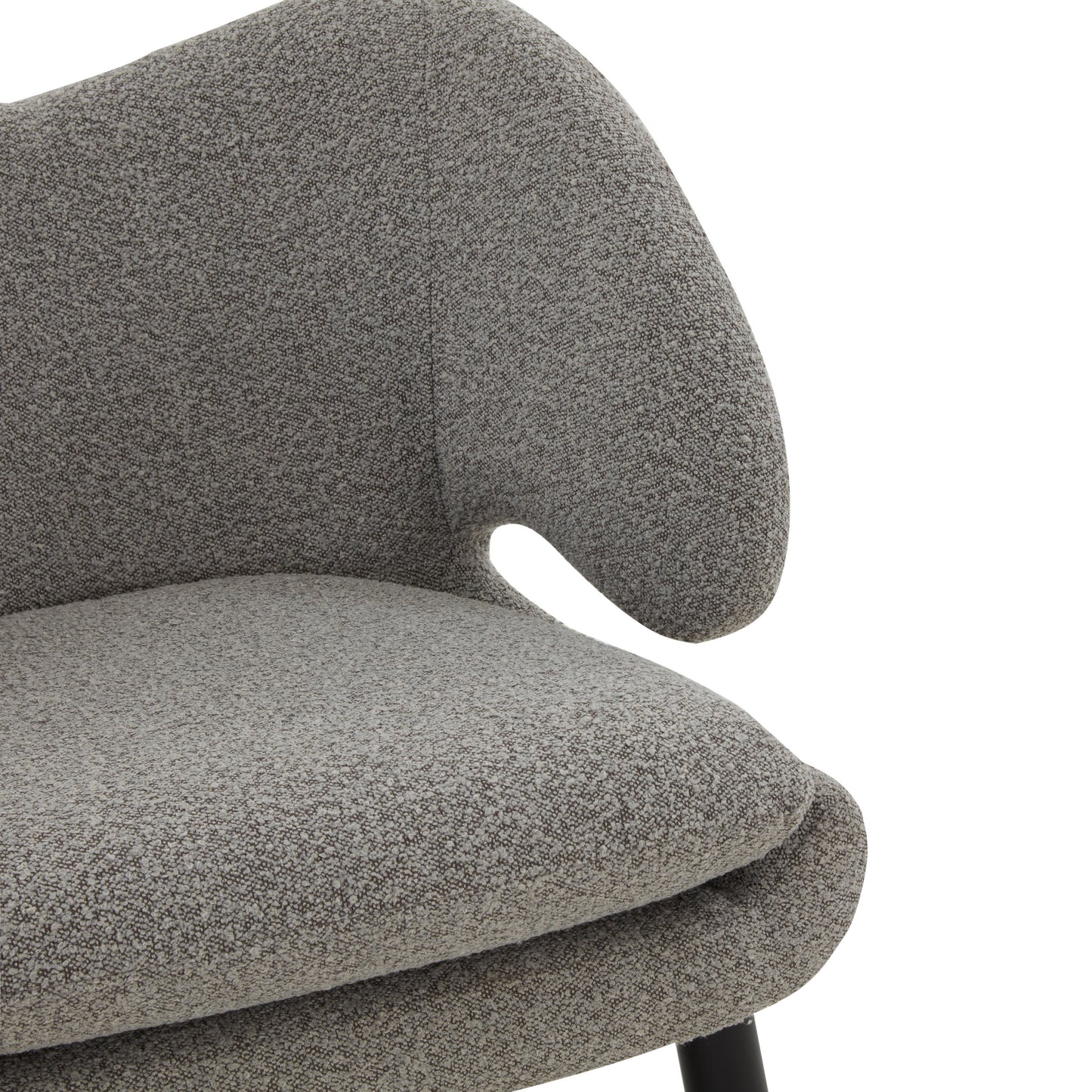 MAVA Couture Felicia Modern Boucle Solid Accent Chair, Light Grey/Black