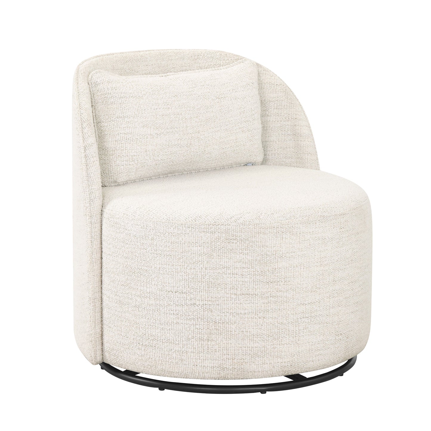 MAVA Modern Arch Swivel Chair, Cream Bouclé