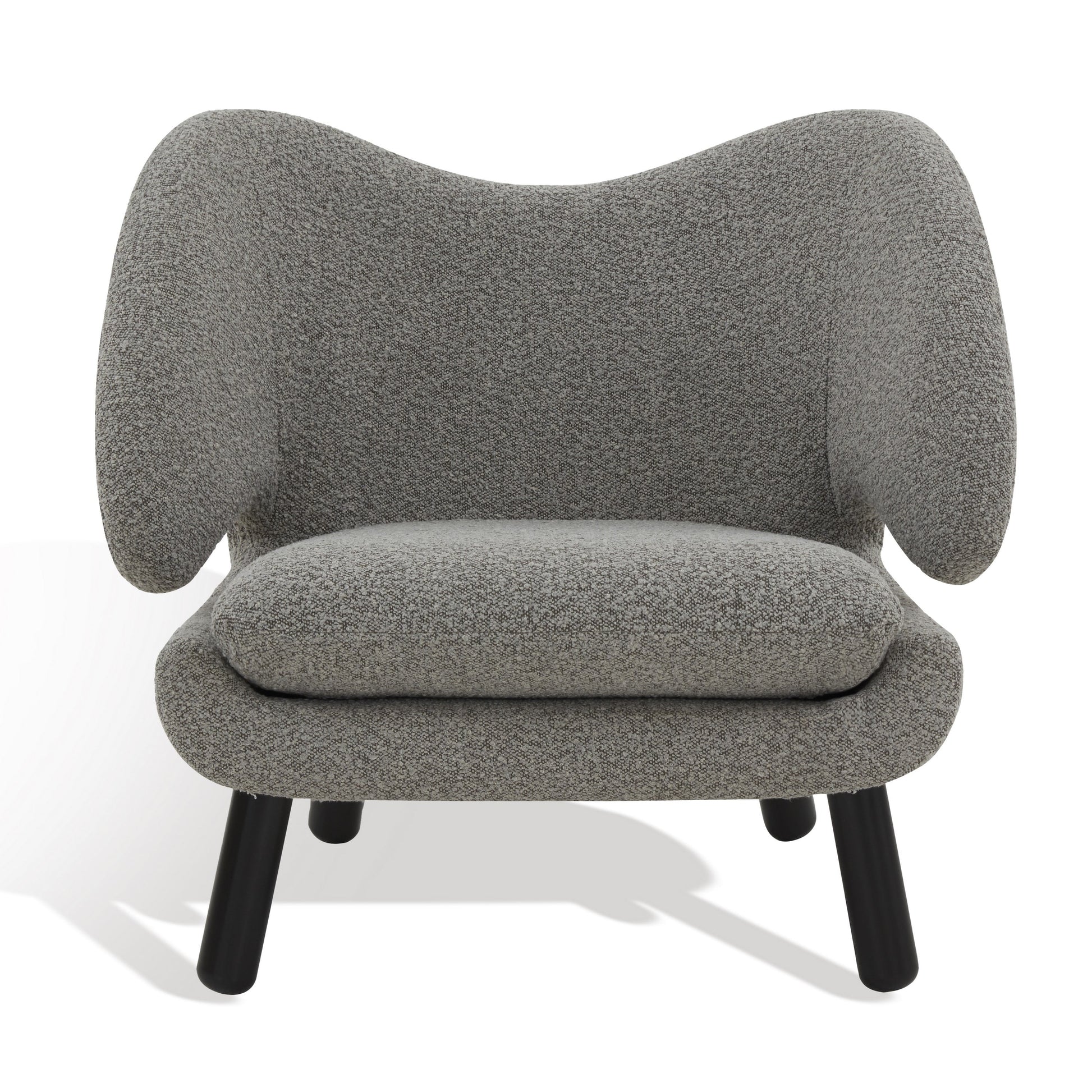 MAVA Couture Felicia Modern Boucle Solid Accent Chair, Light Grey/Black