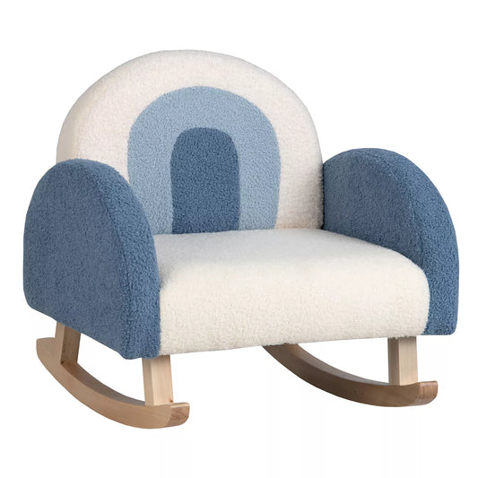 MAVA Kids Rocking Chair Children Armchair Velvet Upholstered Sofa W/ Solid Wood Legs