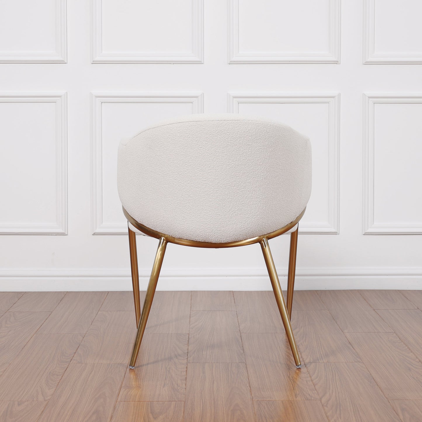 MAVA Modern Boucle Teddy Chair with Gold Metal Legs