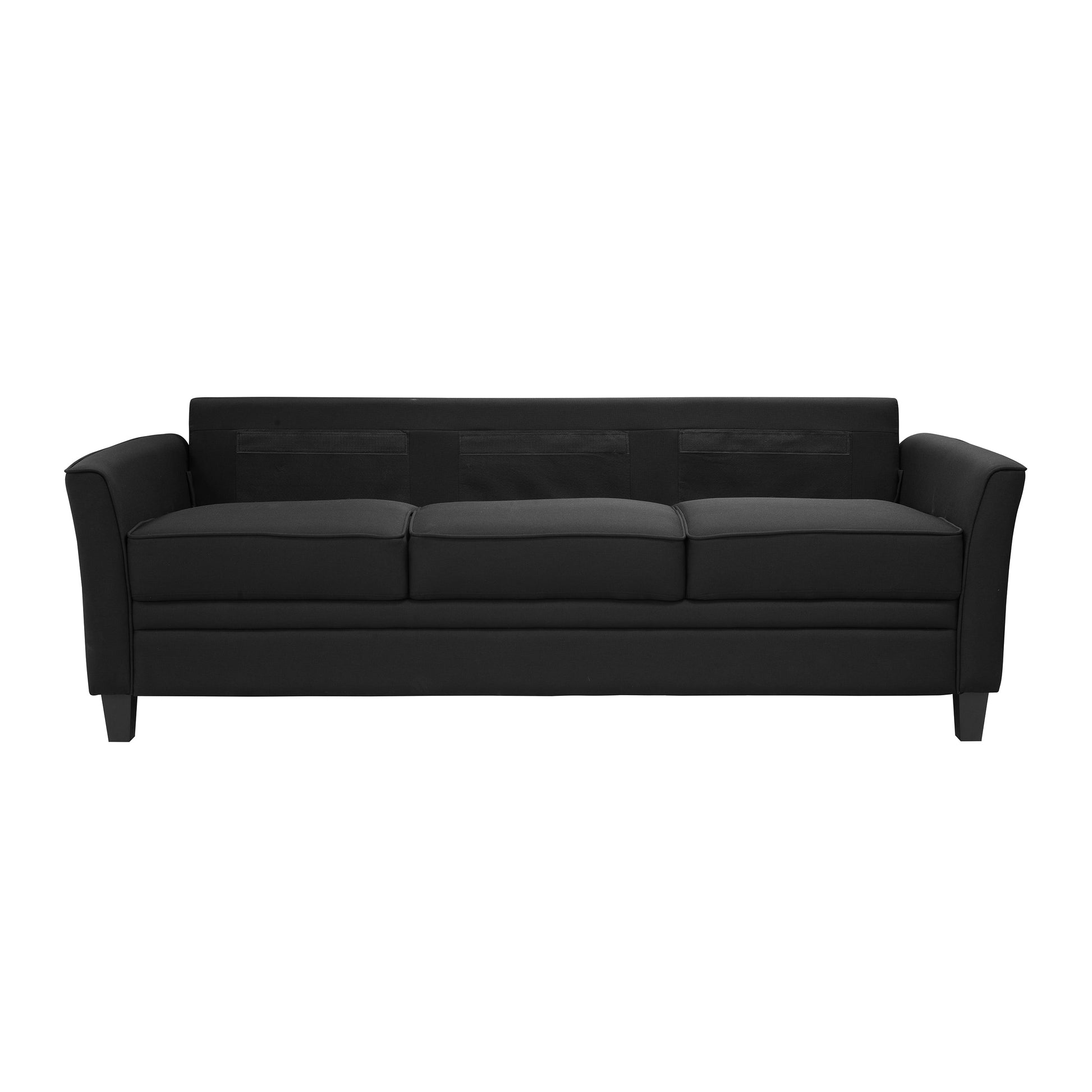 MAVA 3 Seat Classic Modern Sofa, Black