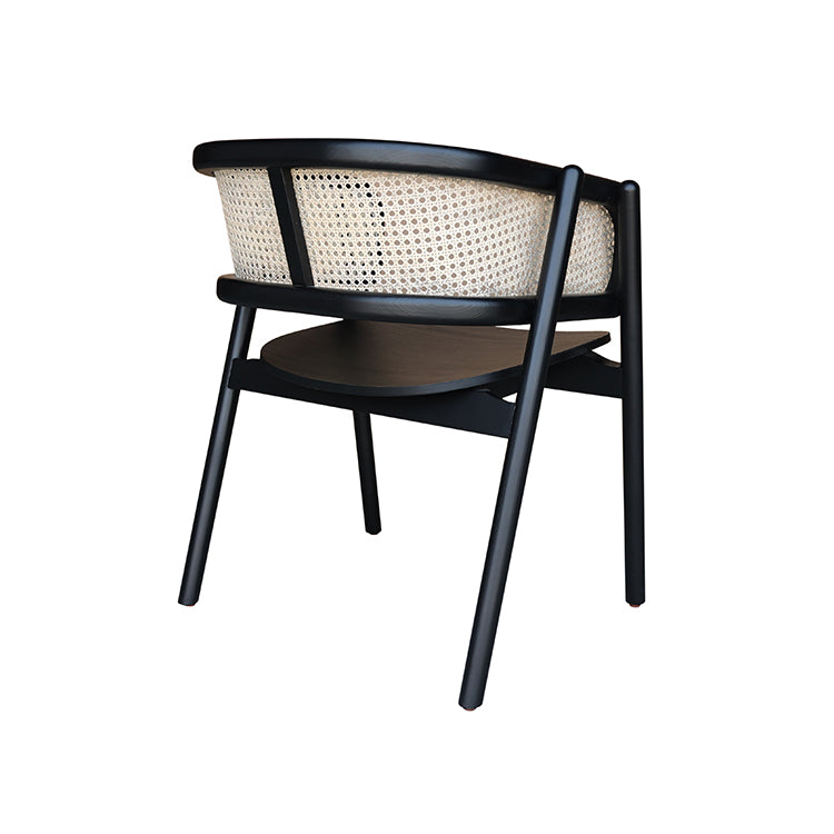 MAVA Modern Handmade Rattan Cane Dining ArmChair, Black