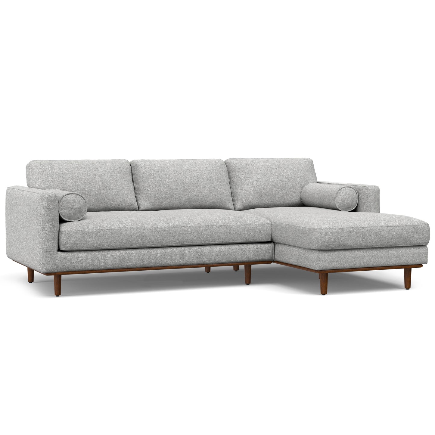 MAVA Mid Century Sectional 102 Inch Wide Sofa in Mist Grey Woven-Blend Fabric