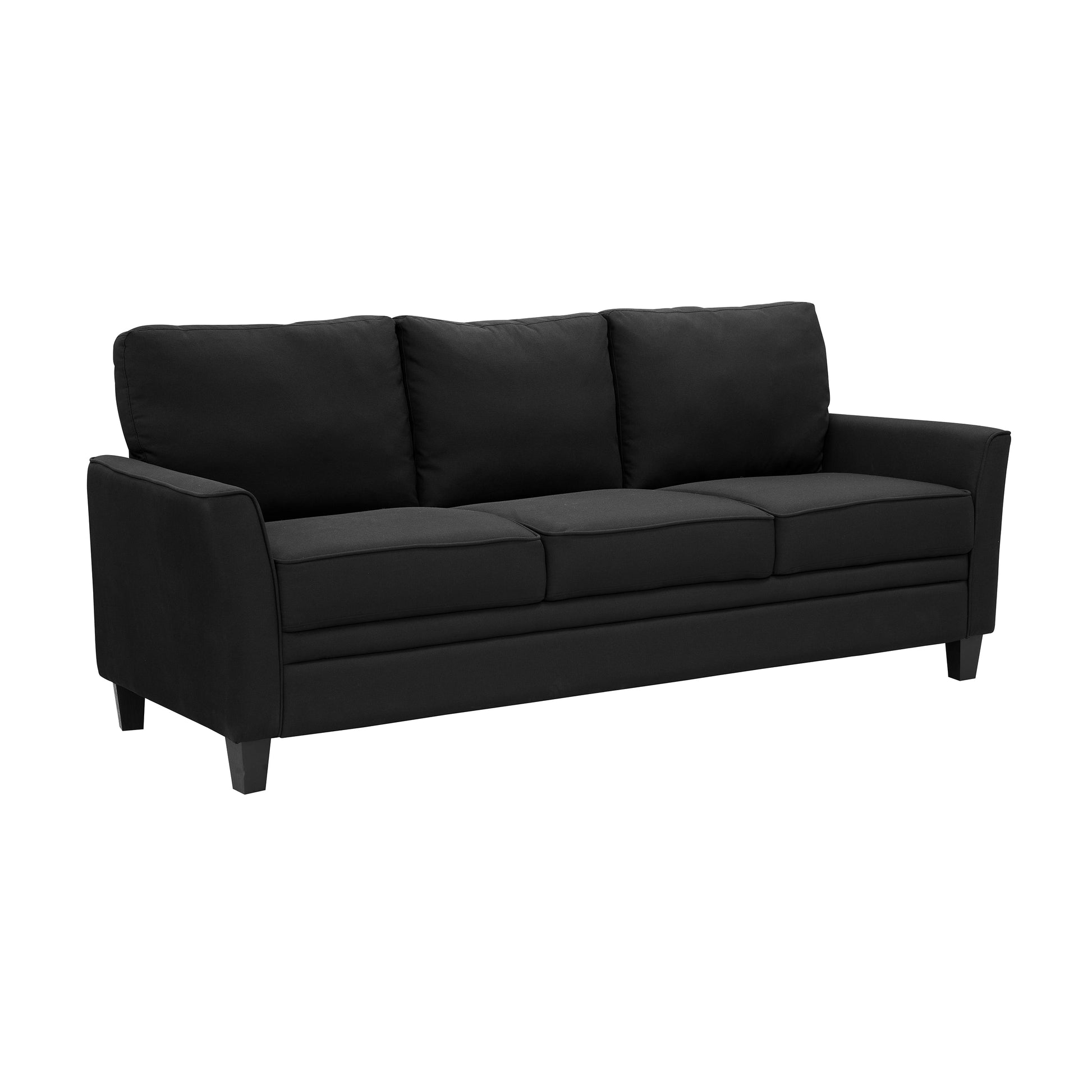 MAVA 3 Seat Classic Modern Sofa, Black