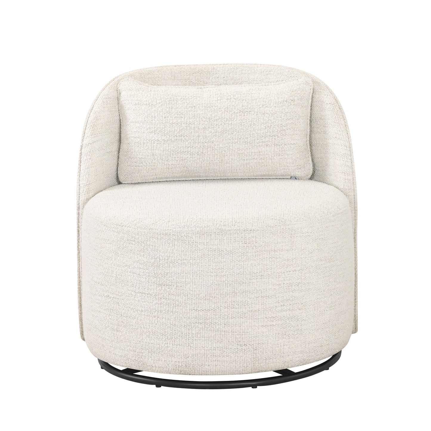 MAVA Modern Arch Swivel Chair, Cream Bouclé