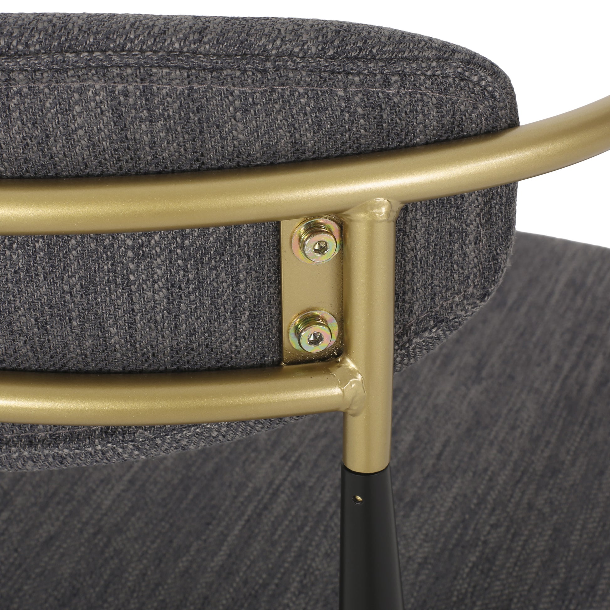 MAVA Indoor Fabric and Metal 25 Inch Counter Stools, Set of 2, Charcoal, Black, and Gold