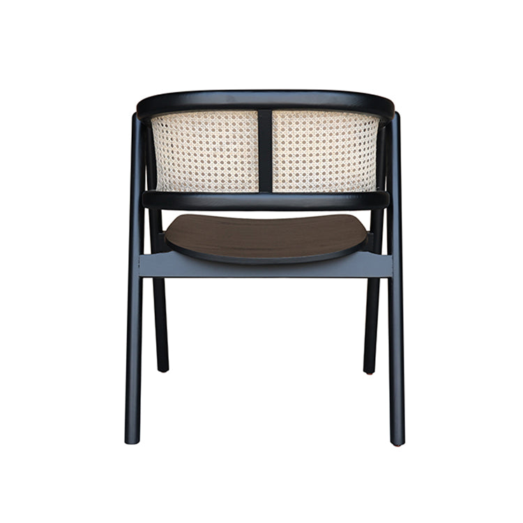 MAVA Modern Handmade Rattan Cane Dining ArmChair, Black