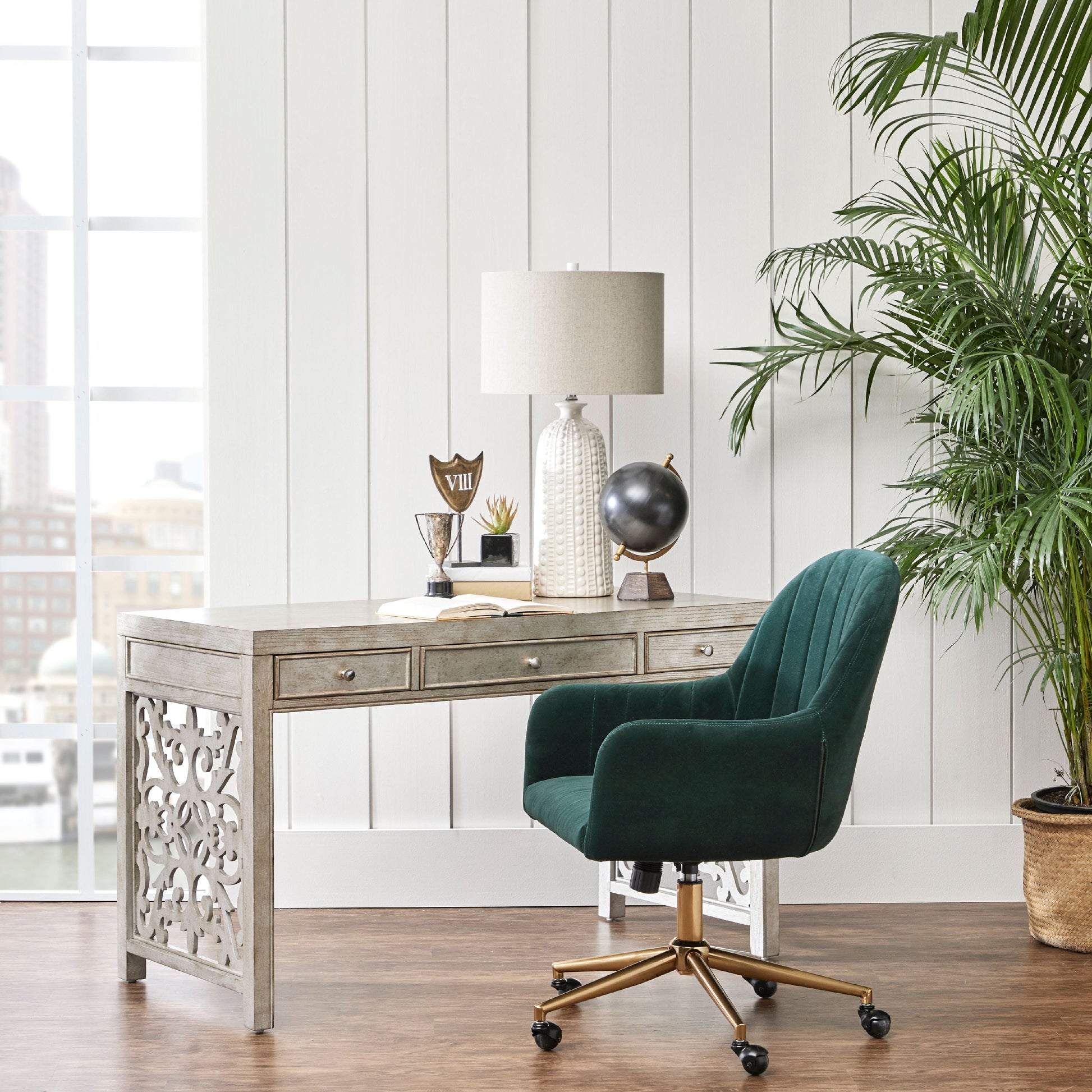 MAVA Office Chair in Emerald Green Velvet