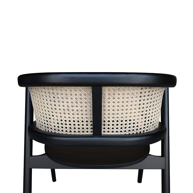 MAVA Modern Handmade Rattan Cane Dining ArmChair, Black