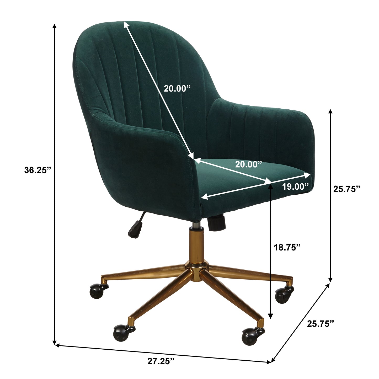 MAVA Office Chair in Emerald Green Velvet