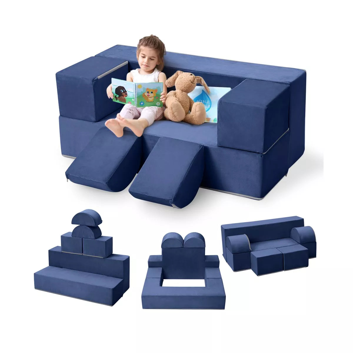 MAVA 6PCS Modular Kids Play Sofa, Toddler Couch Play Couch for Playroom, Foam Modular Couch for Girls & Boys