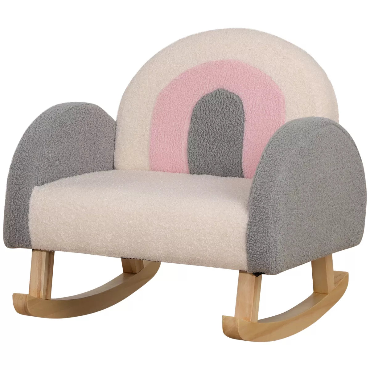 MAVA Kids Sofa, Rocking Toddler Sofa Chair with Solid Wooden Frame, Faux Lamb Fleece Fabric for Nursery, Kindergarten, Playroom, Bedroom