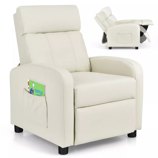 MAVA Kids Recliner Chair Adjustable Leather Sofa Armchair W/ Footrest Side Pocket