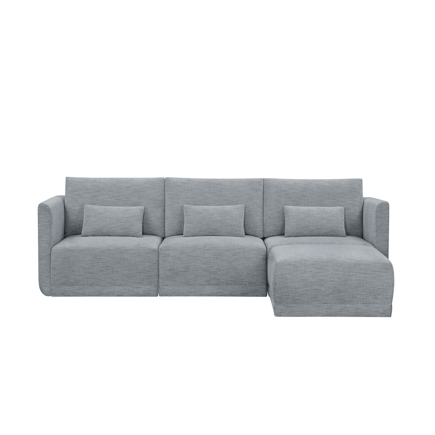 MAVA Modular Sectional Sofa with Ottoman by Drew Barrymore, Gray Fabric