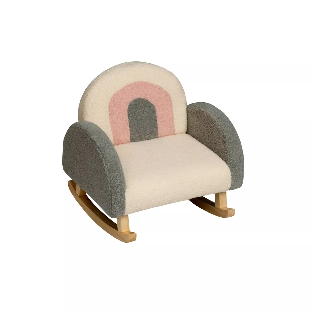 MAVA Upholstered Rocking Kids' Chair White/Pink/Gray - Gift Mark