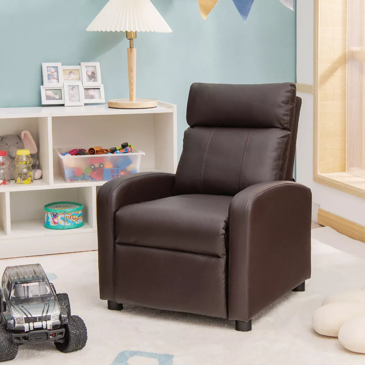 MAVA Kids Recliner Chair Adjustable Leather Sofa Armchair W/ Footrest Side Pocket