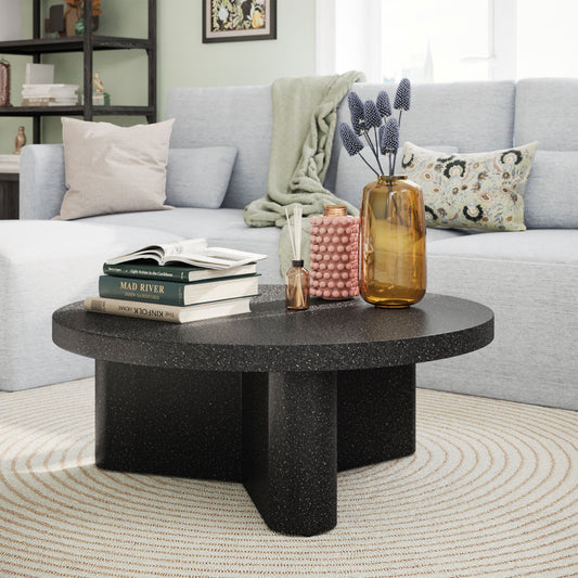 MAVA round Coffee Table Finish by Drew Barrymore, Speckled Marble Finish