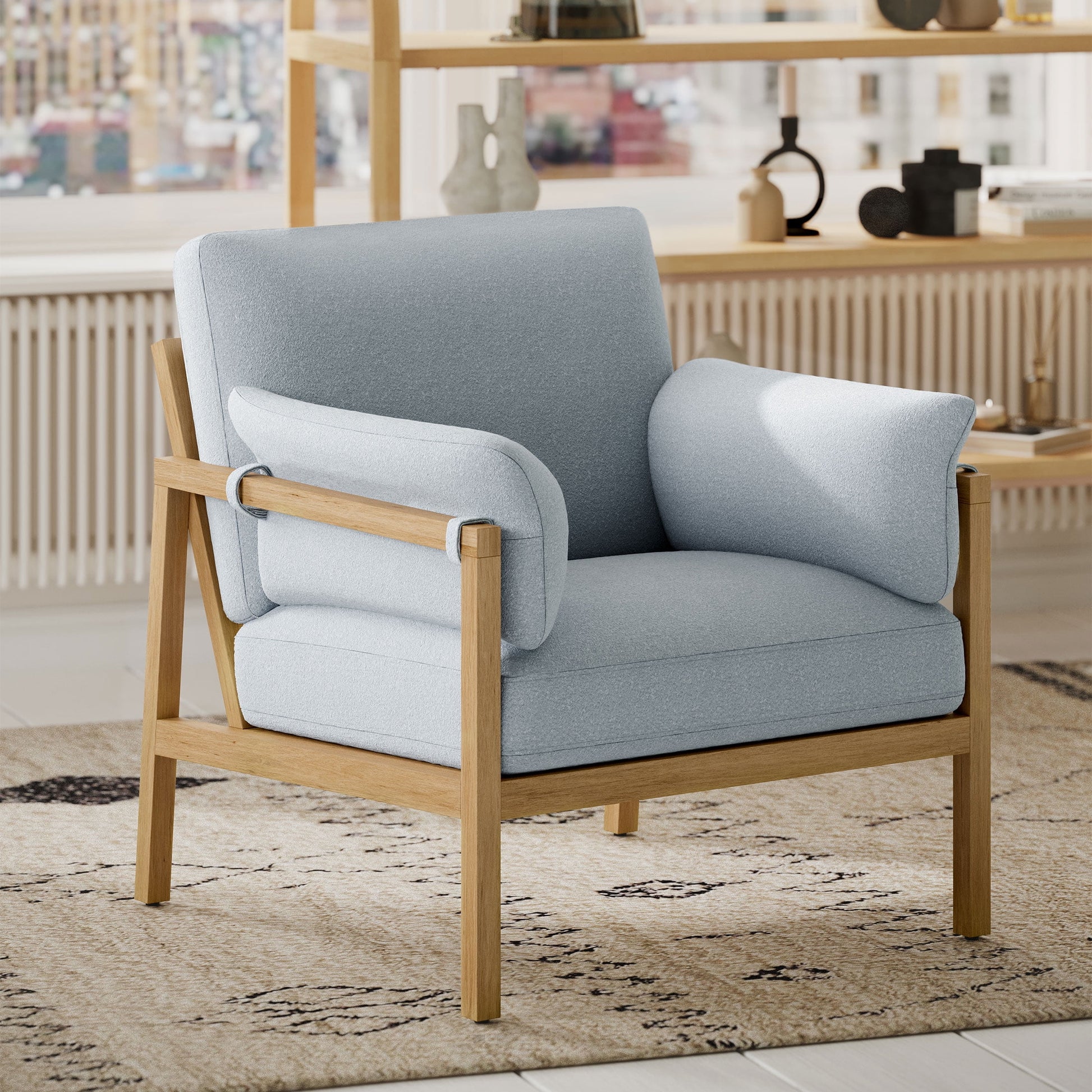 MAVA Accent Chair with Removable Cushions by Drew, Cornflower Blue