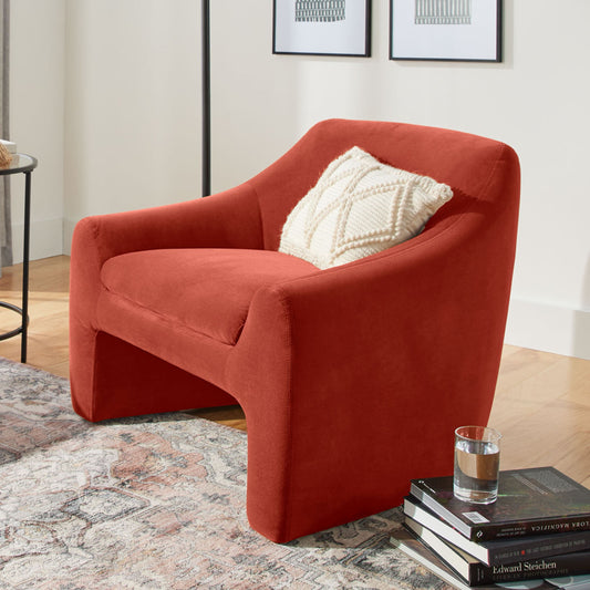 MAVA Velvet Accent Chair Rustic Red