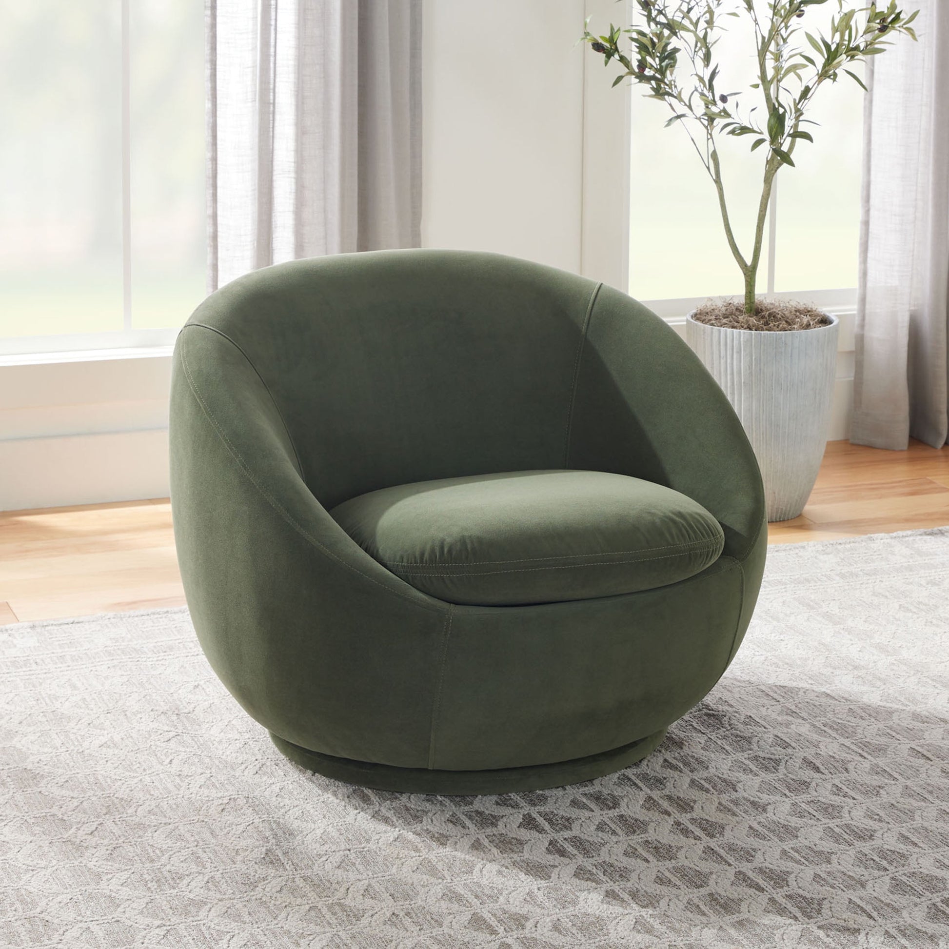 MAVA Swivel Chair, Linen