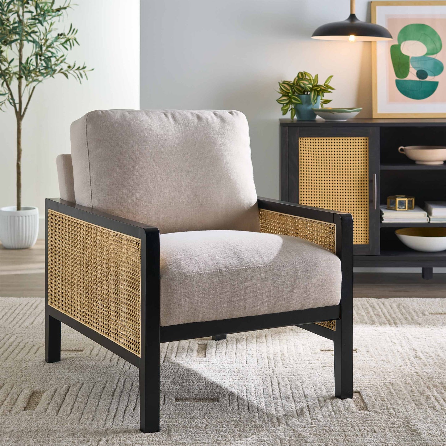 MAVA Caning Accent Chair