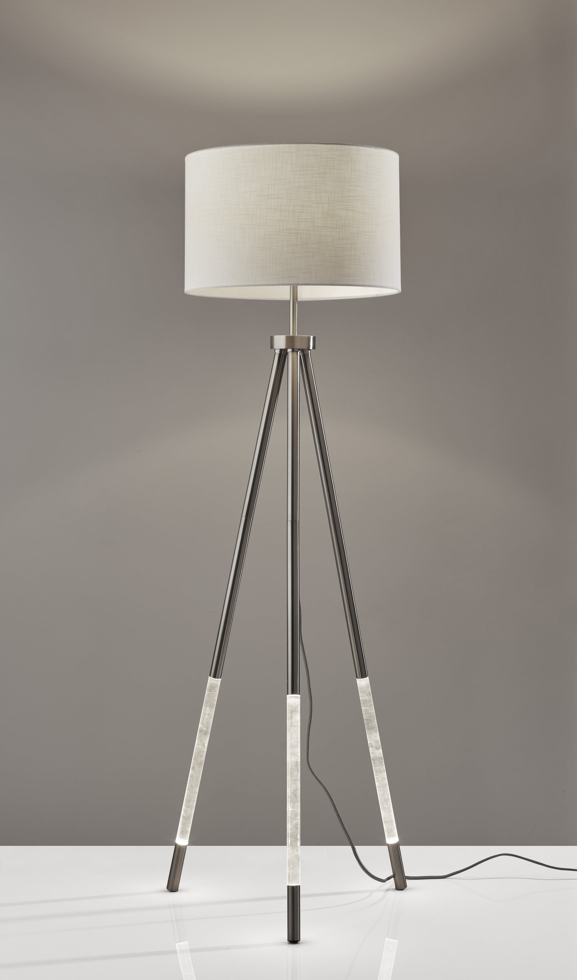 MAVA Nightlight Floor Lamp in Brushed Steel Finish