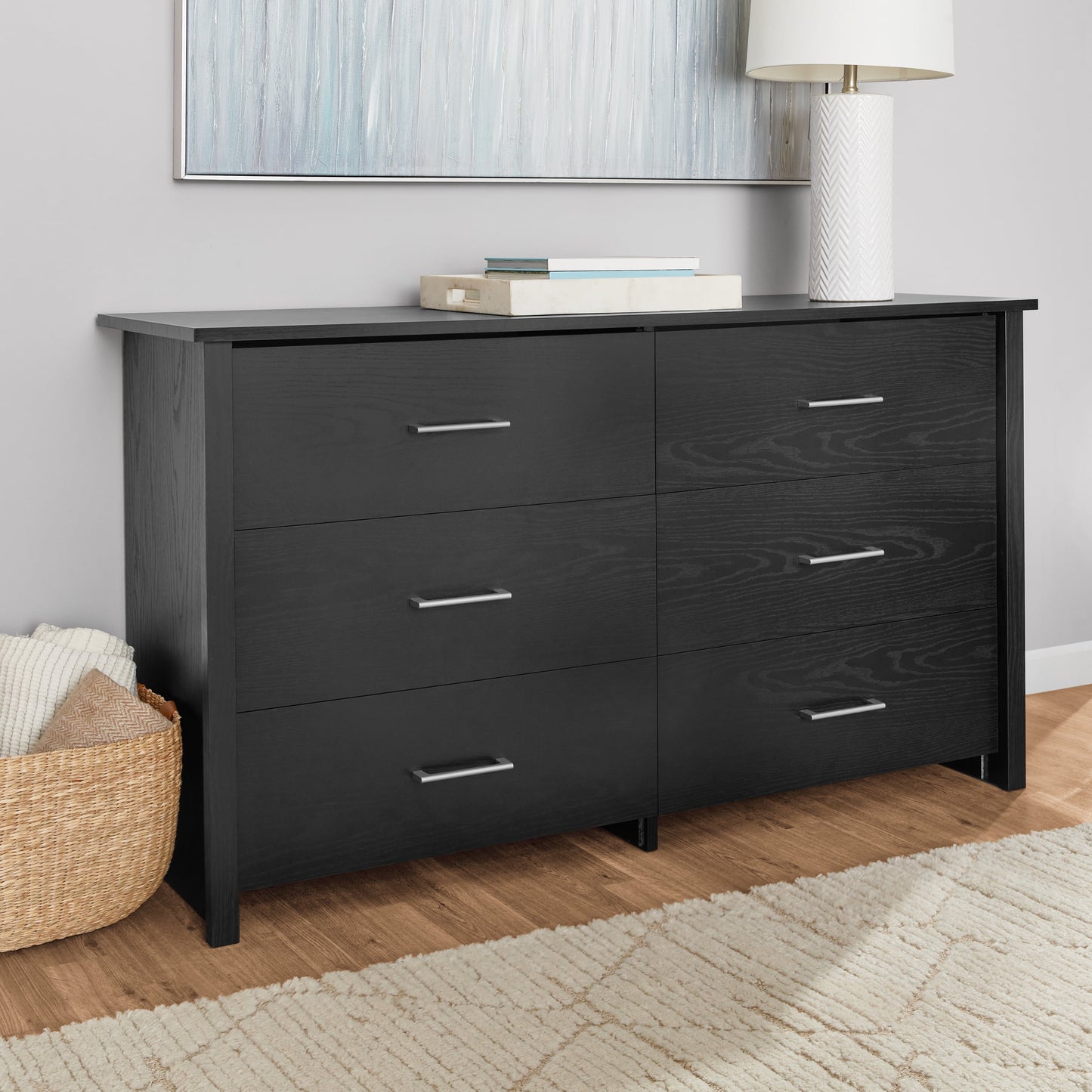 MAVA 6-Drawer Dresser, Soft White Finish