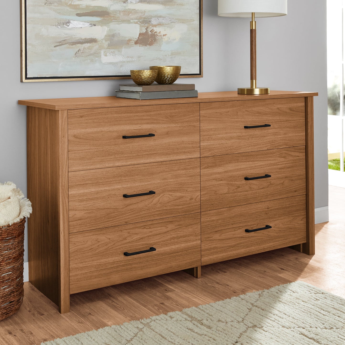 MAVA 6-Drawer Dresser, Soft White Finish