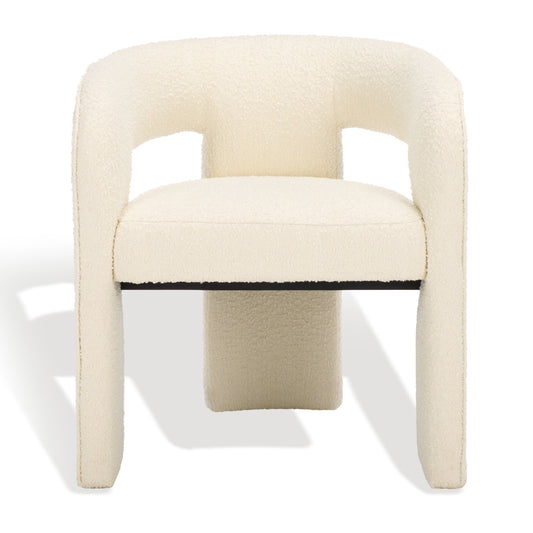 MAVA Couture Catharia Contemporary Boucle Solid Dining Armchair, Ivory