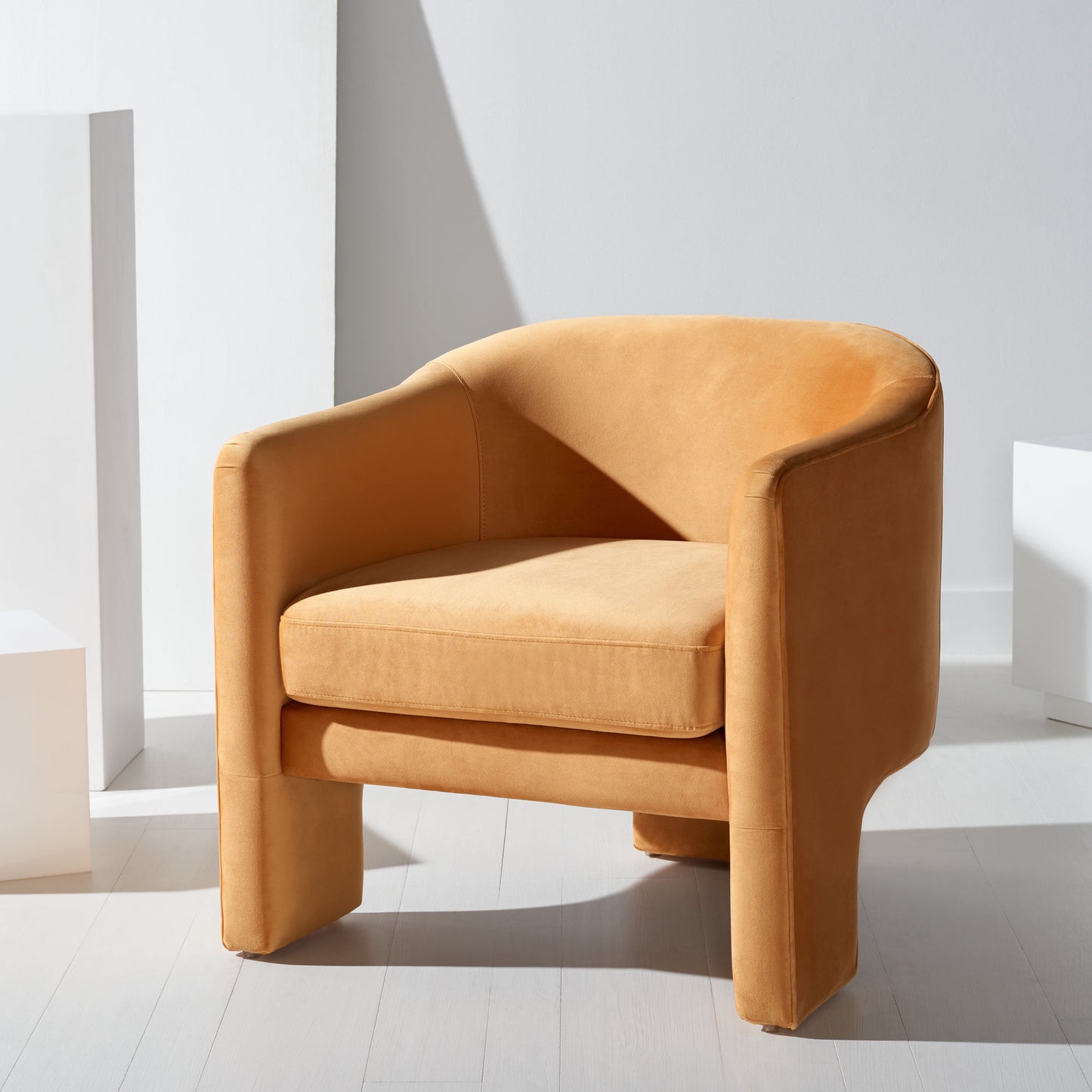 MAVA Modern Velvet Solid Accent Chair, Pumpkin Orange