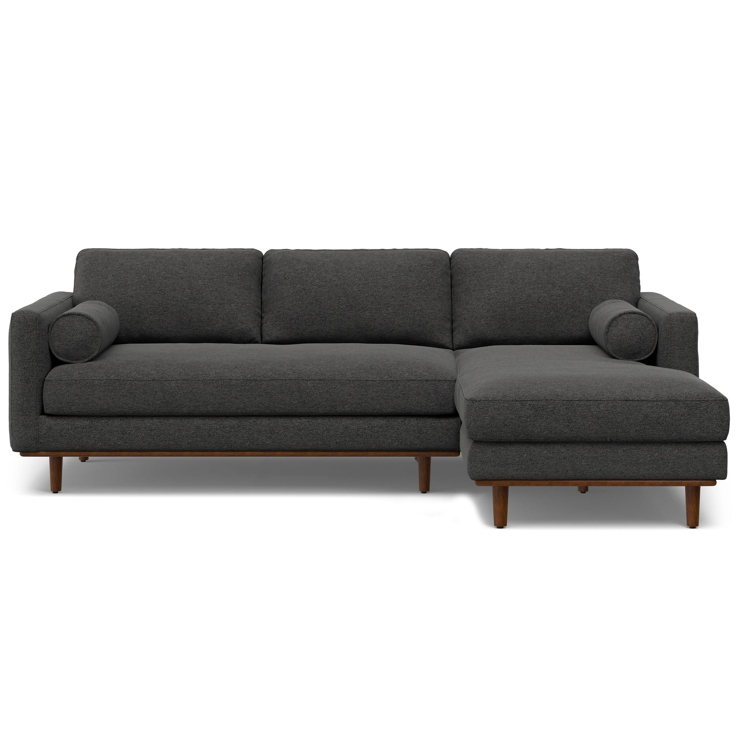 MAVA Mid Century Sectional 102 Inch Wide Sofa in Mist Grey Woven-Blend Fabric