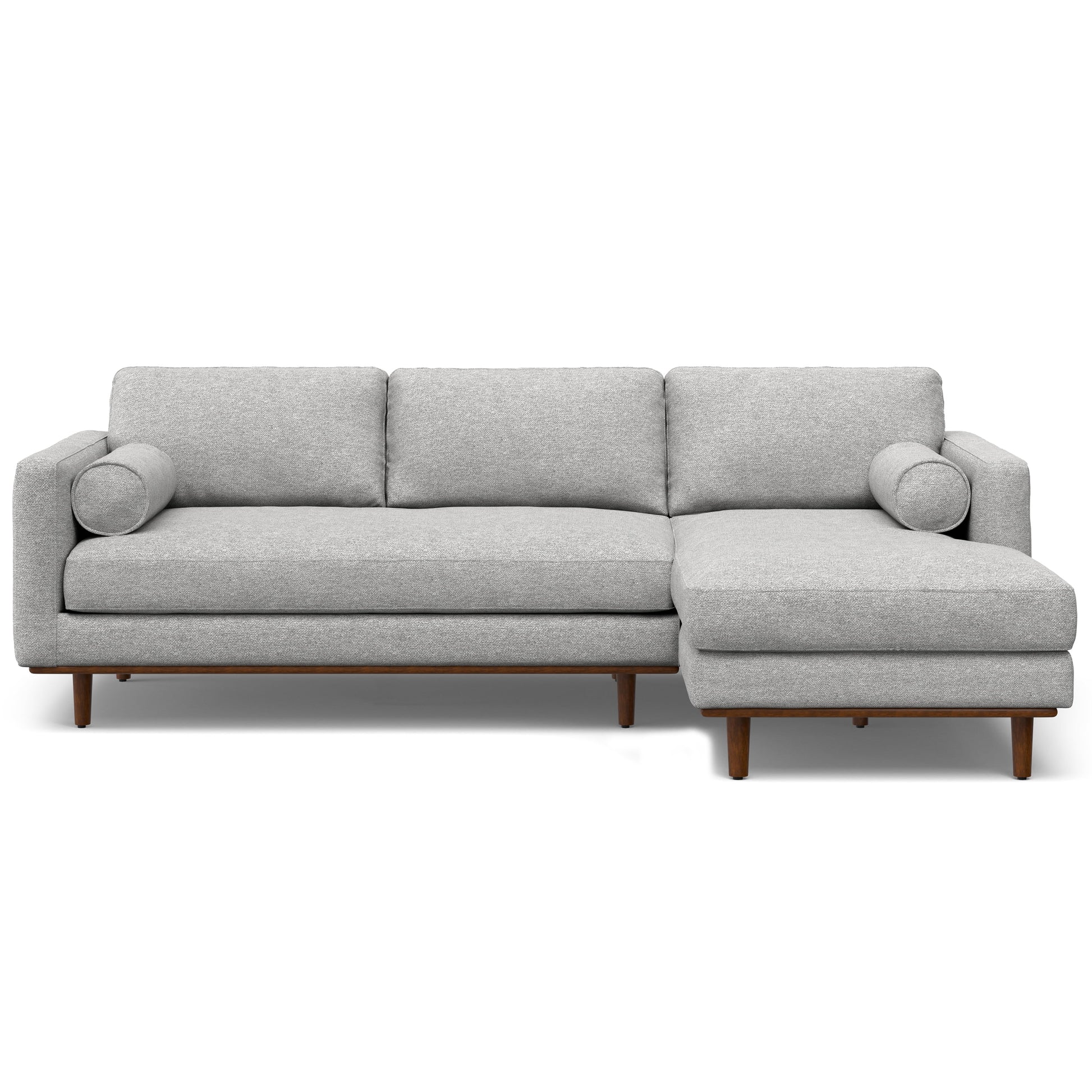 MAVA Mid Century Sectional 102 Inch Wide Sofa in Mist Grey Woven-Blend Fabric