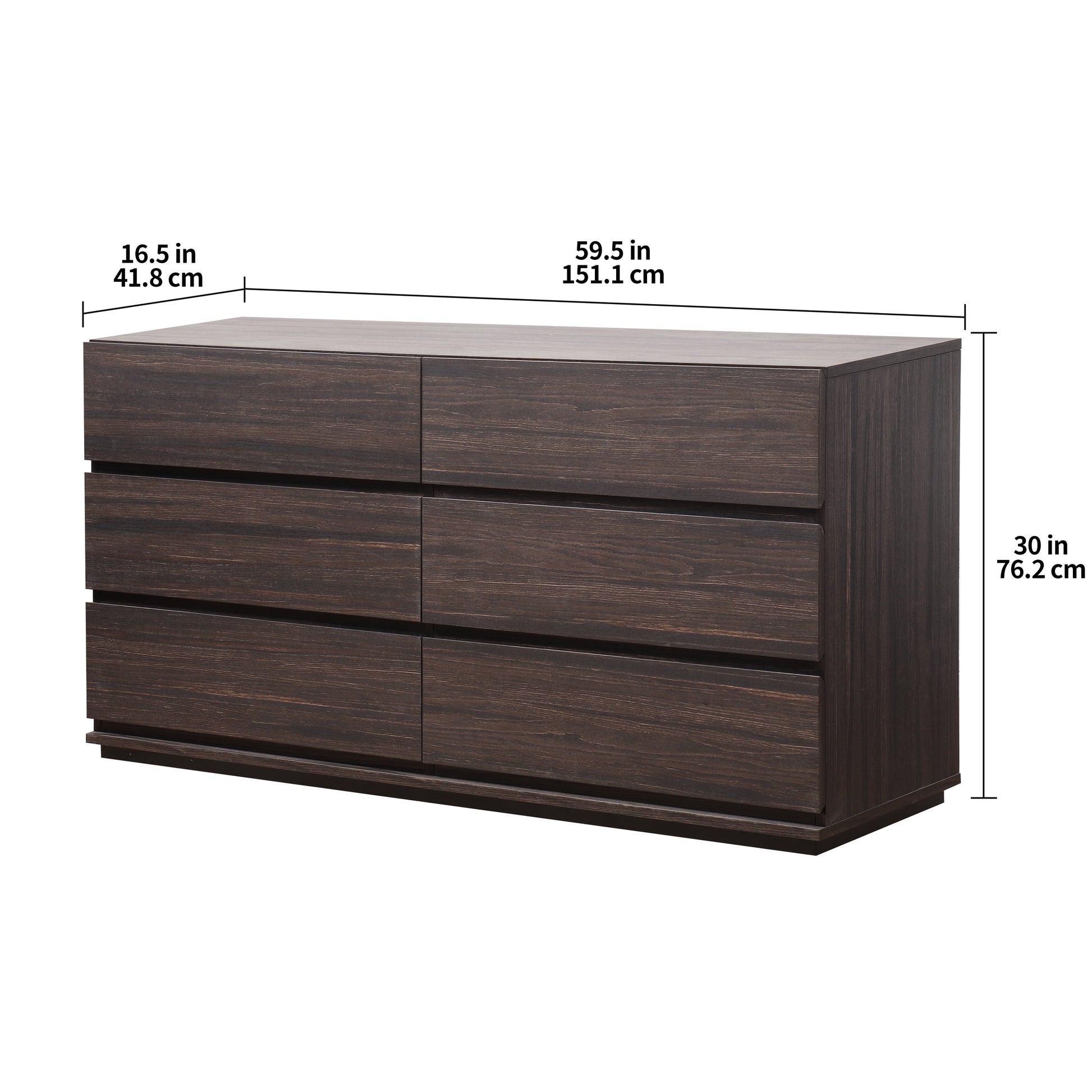 MAVA Steele 6-Drawer Dresser , Tobacco Oak Finish