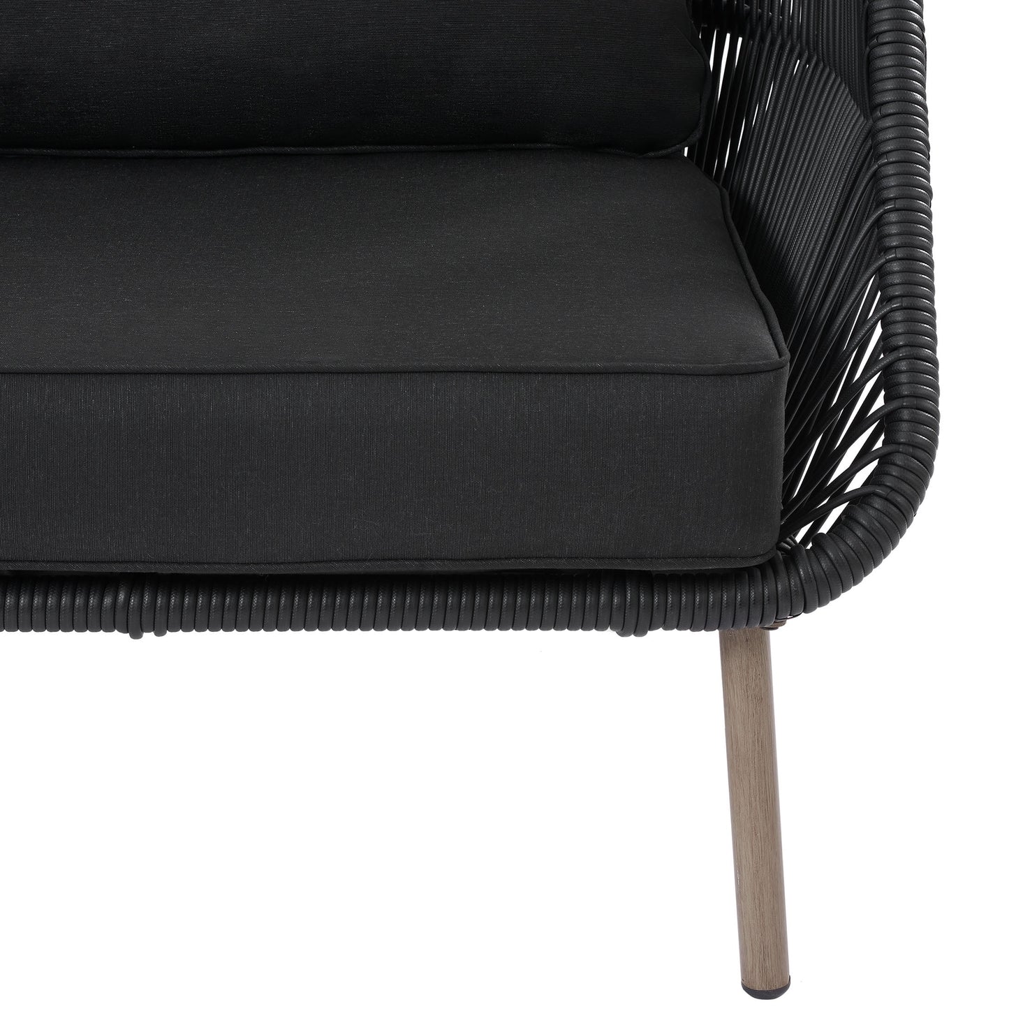 MAVA Wicker Outdoor Accent Chair with Cushions, Black