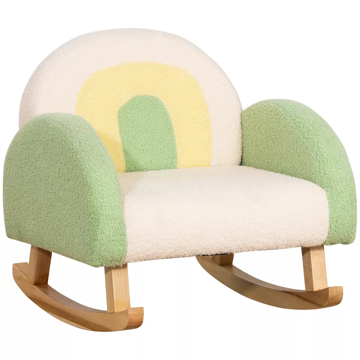 MAVA Kids Sofa, Rocking Toddler Sofa Chair with Solid Wooden Frame, Faux Lamb Fleece Fabric for Nursery, Kindergarten, Playroom, Bedroom