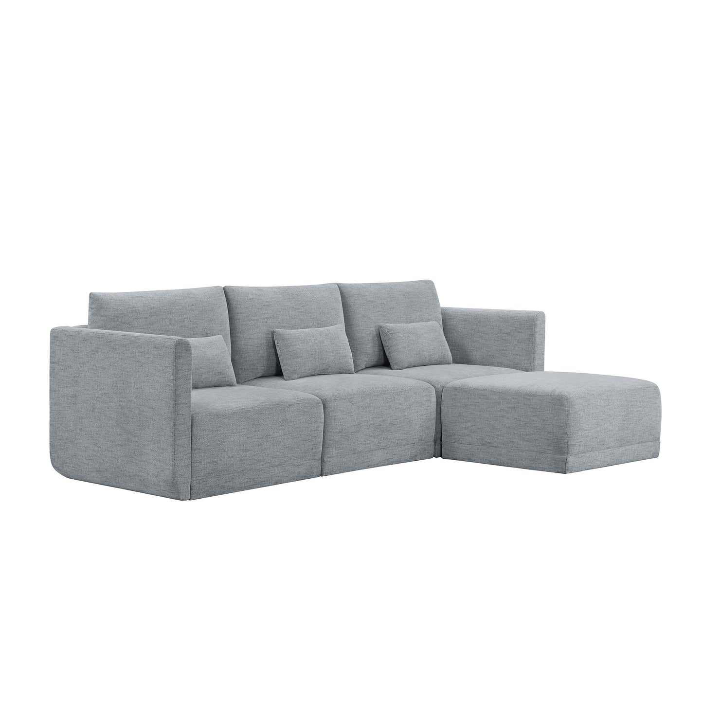 MAVA Modular Sectional Sofa with Ottoman by Drew Barrymore, Gray Fabric