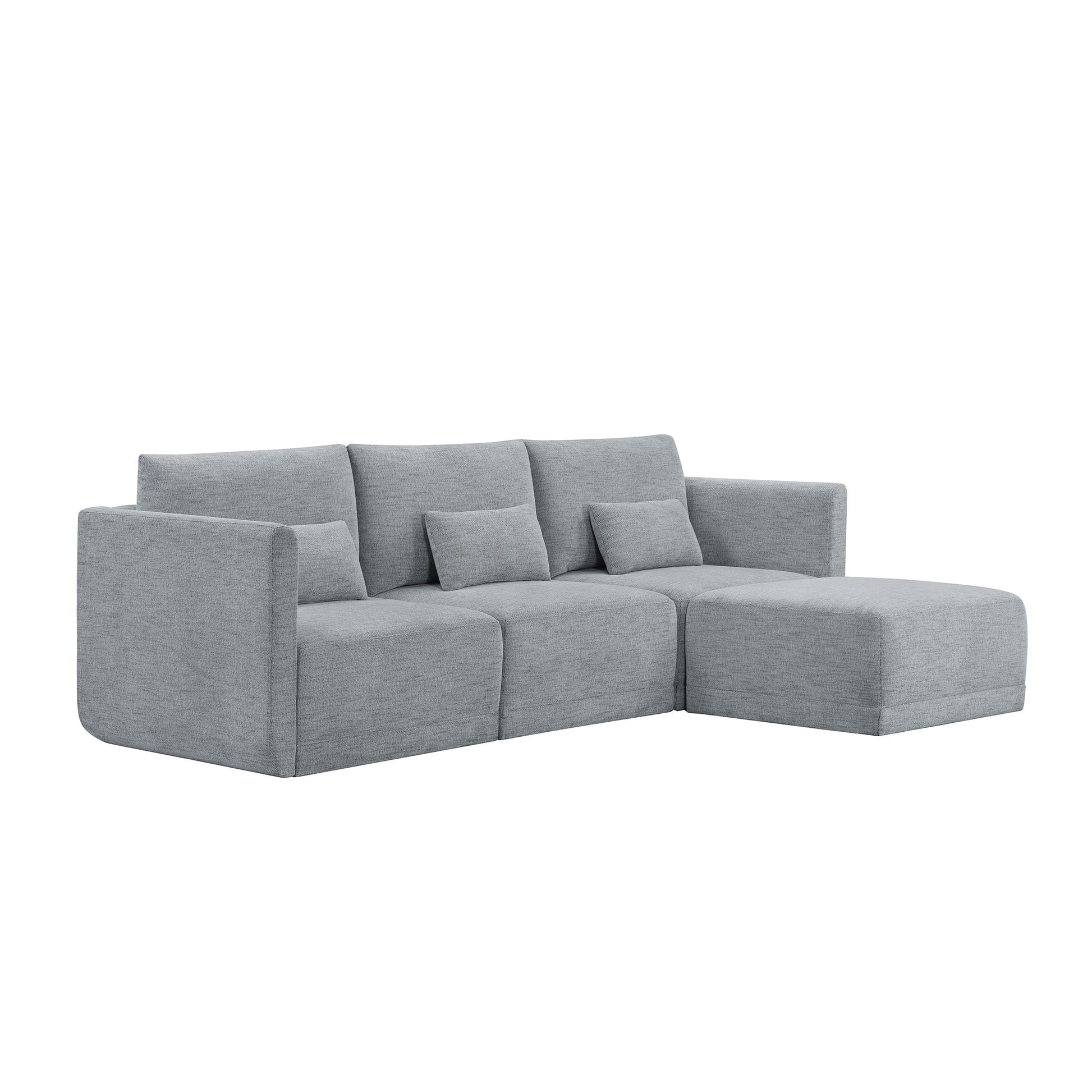 MAVA Modular Sectional Sofa with Ottoman by Drew Barrymore, Gray Fabric