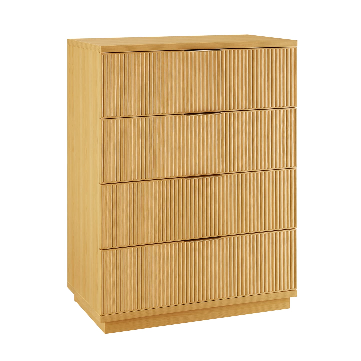 MAVA Fluted 4 Drawer Dresser for Bedroom, Natural Pine