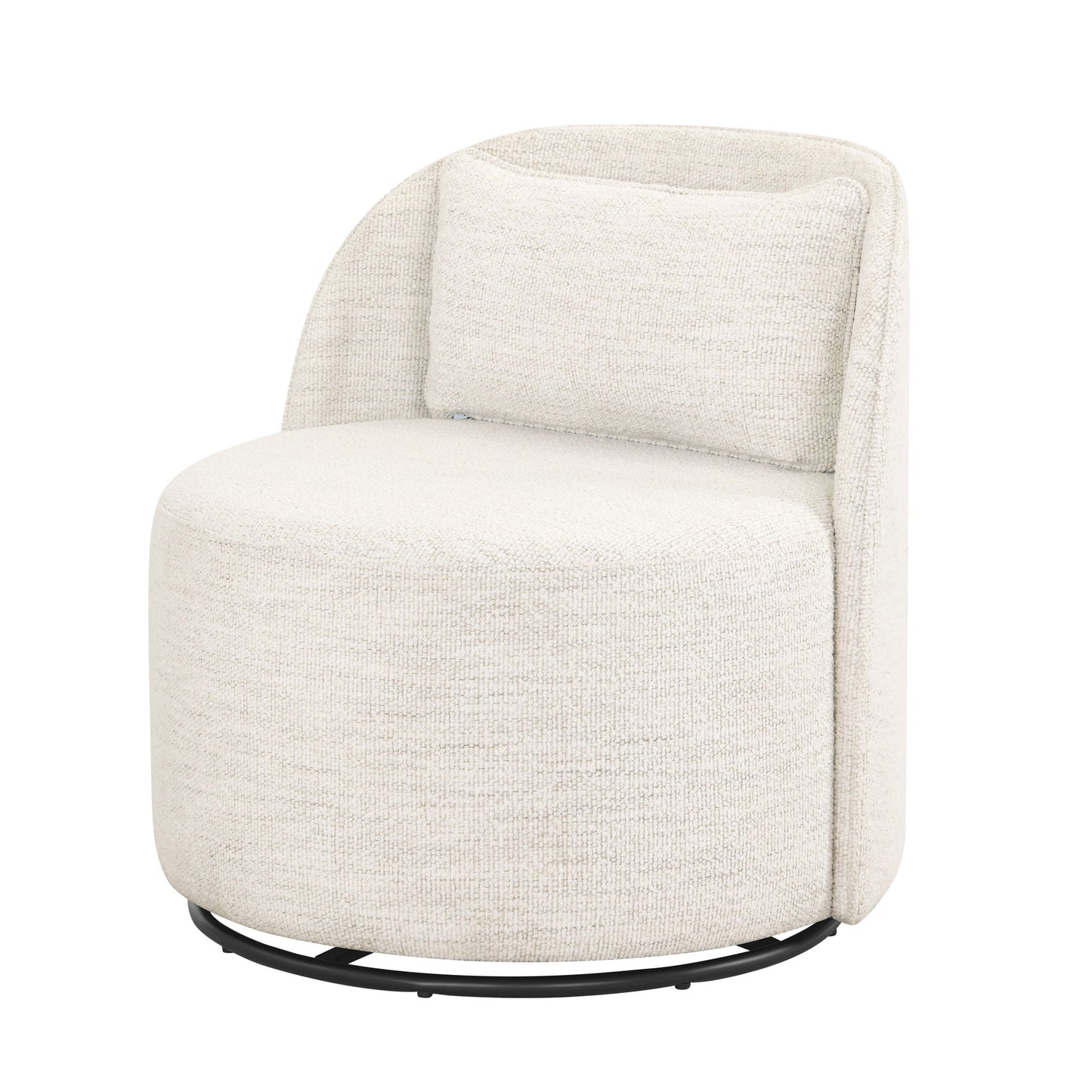 MAVA Modern Arch Swivel Chair, Cream Bouclé