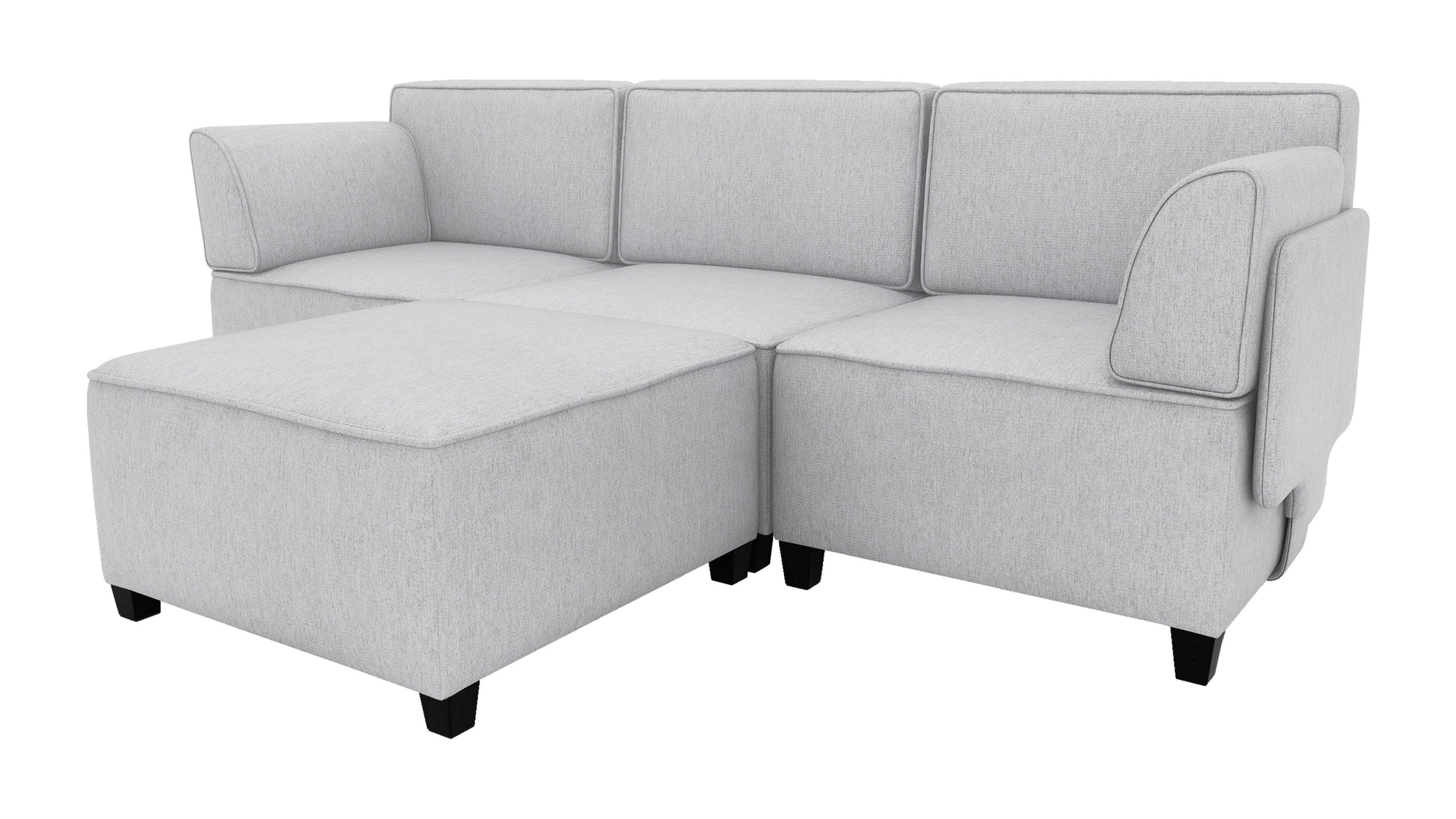 4-Piece Modular Sectional Sofa with Ottoman, Light Gray