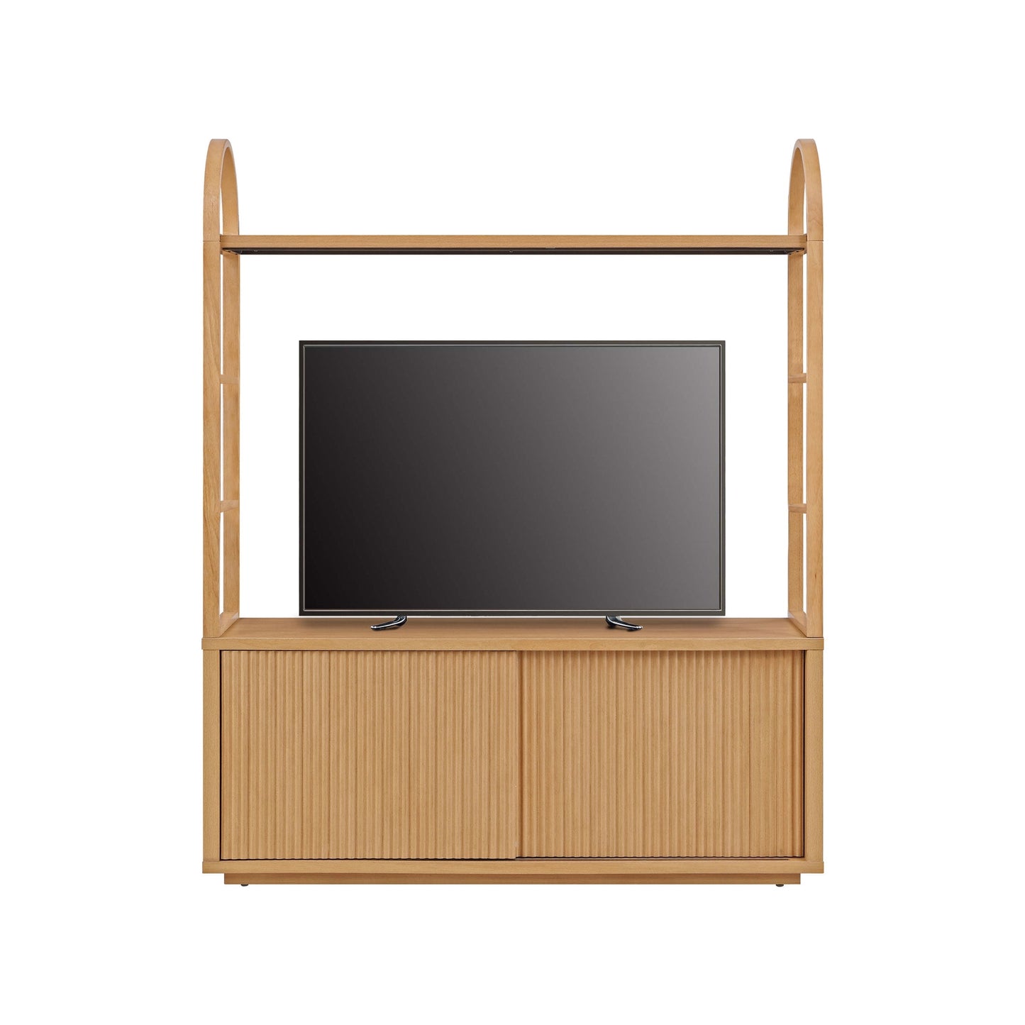 MAVA Large Bookcase Entertainment Center for Tv’S up to 65” by Drew Barrymore, Warm Honey Finish