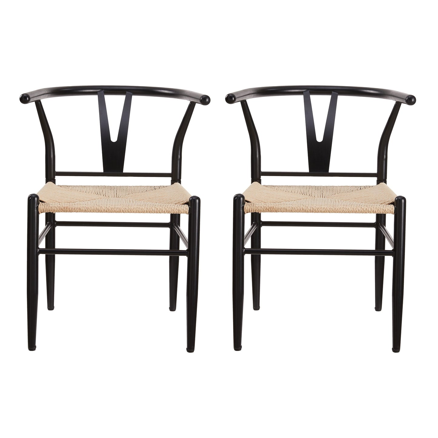 MAVA Chair 2 Pack, Metal Base with Black Finish