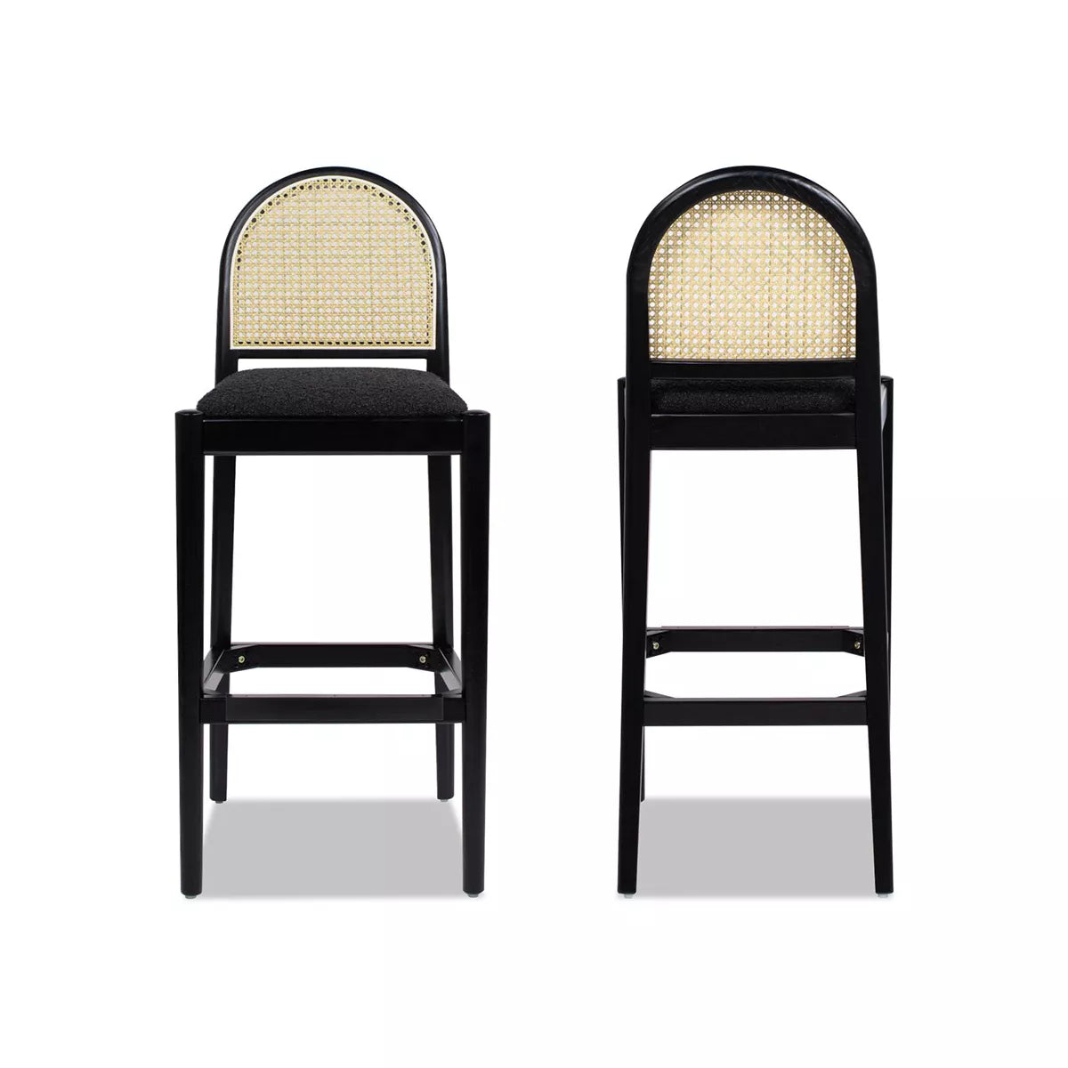 MAVA Home Panama Curved Back Cane Rattan Set of 2 Counter Bar Stools