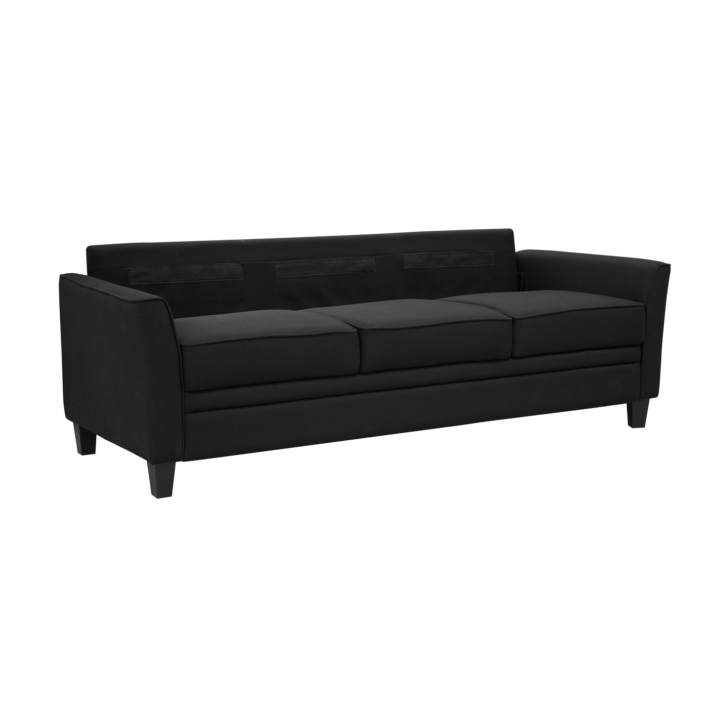 MAVA 3 Seat Classic Modern Sofa, Black